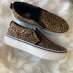 Women’s Leopard Print Slip on platform Vans